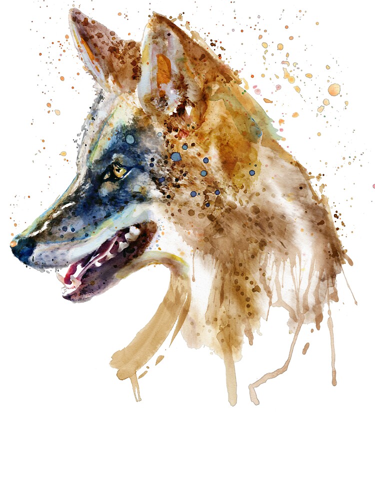 Howling Wolf Watercolor Silhouette T-Shirt by Marian Voicu