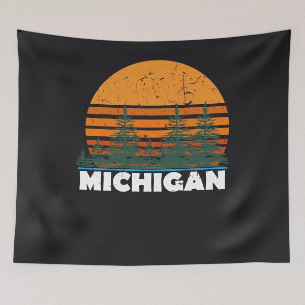 Item preview, Michigan Art | Vintage Retro Sunset MI State Art Gift designed and sold by melsens.