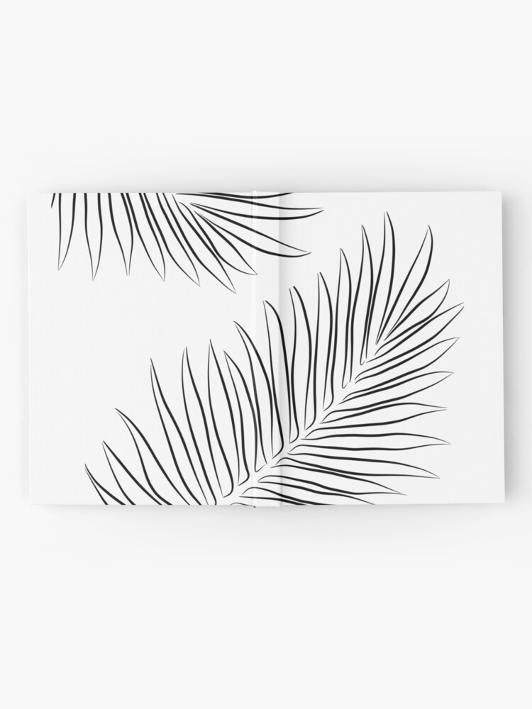 Minimal Palm Leaves Line Art Drawing Hardcover Journal By Odyanne Redbubble