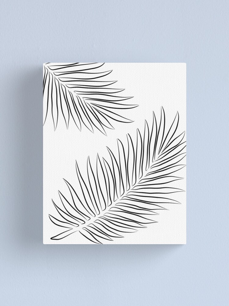 Minimal Palm Leaves Line Art Drawing Canvas Print By Odyanne Redbubble