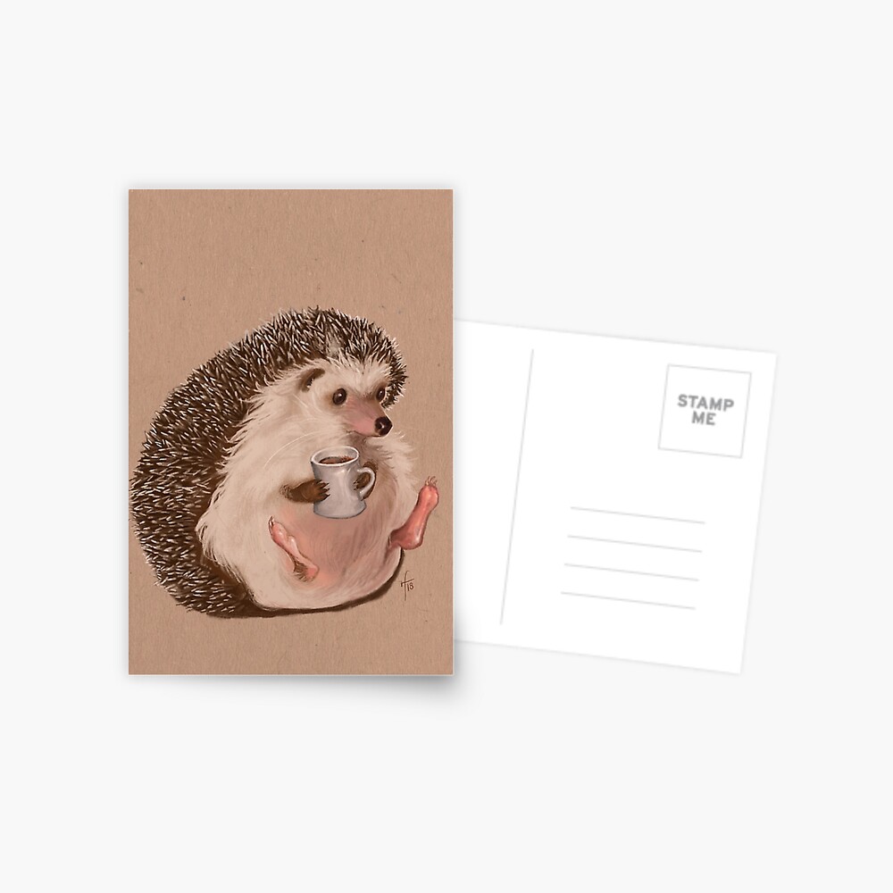 Caffeinating Hedgehog Postcard