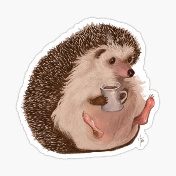 Caffeinating Hedgehog Sticker
