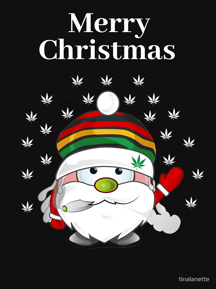 &quot;Merry Christmas Santa Claus 420 Marijuana Snowflake Jamaican Christmas Marijuana Smoke Irie