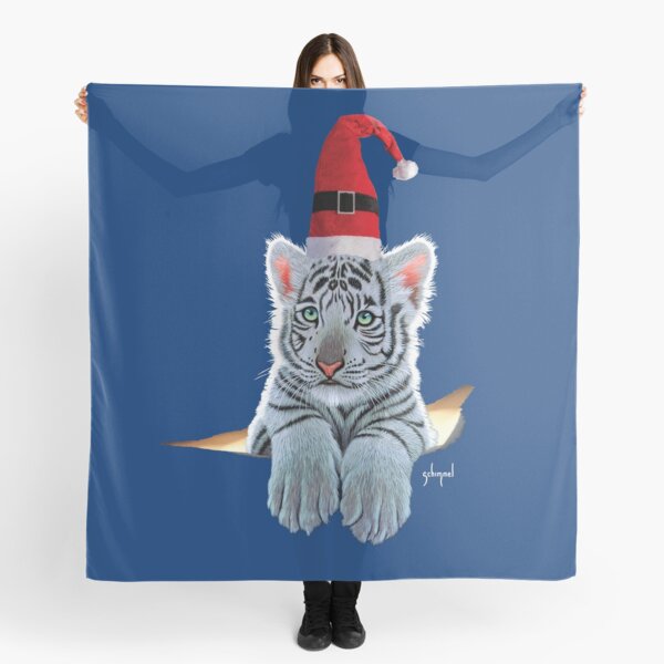 Cute Christmas White Tiger Cub by Schim Schimmel Scarf