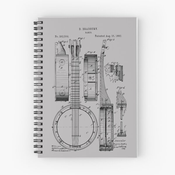 Item preview, 1882 Banjo Stringed Instrument Patent Blueprint designed and sold by MadebyDesign.