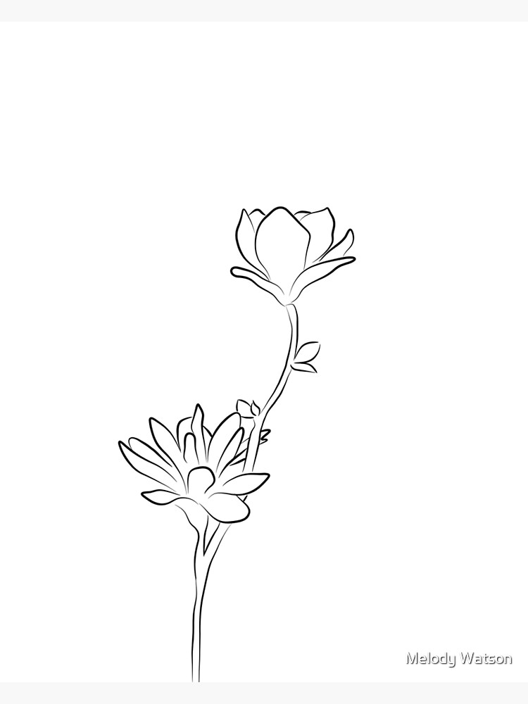 Floral Line Art Drawing in Black - Long Stem Flowers iPad Case & Skin for  Sale by Melody Watson