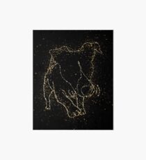 Dog funny playful golden ornament Gold Art Board