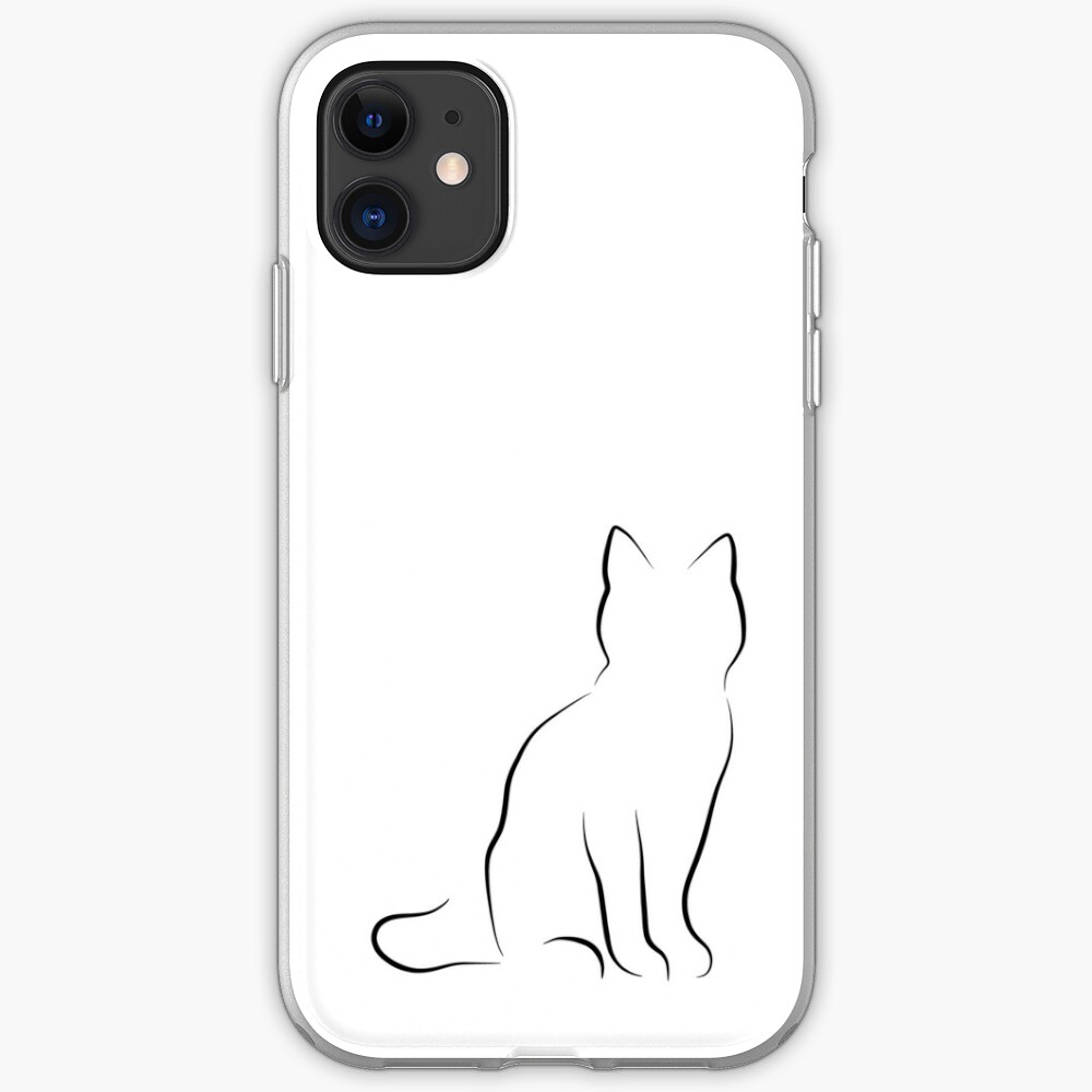 Coque Iphone Dessin De Chat Art Ligne Minimaliste Par Odyanne Redbubble