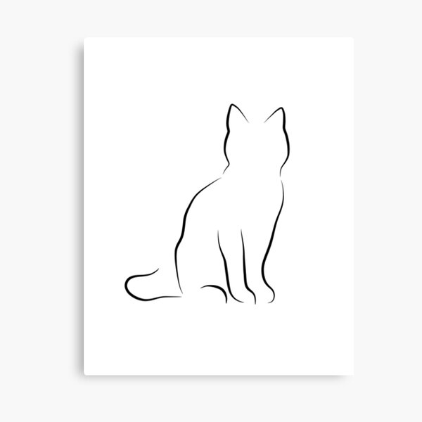 Silhouette of a white cat in hearts. line art doodle sketch. outline on  white background. vector illustration. Silhouette of | CanStock