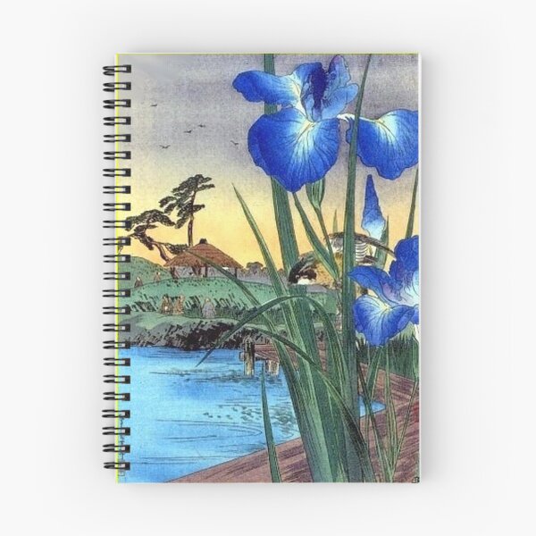 Item preview, Japanese vintage ukiyo-e blue iris and bird scene designed and sold by RBEnt.