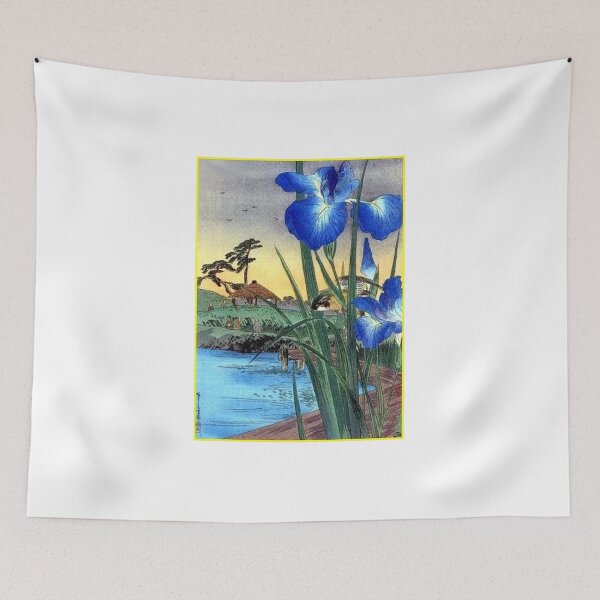 Item preview, Japanese vintage ukiyo-e blue iris and bird scene designed and sold by RBEnt.