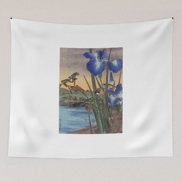 Item preview, Japanese vintage ukiyo-e blue iris and bird scene  designed and sold by RBEnt.