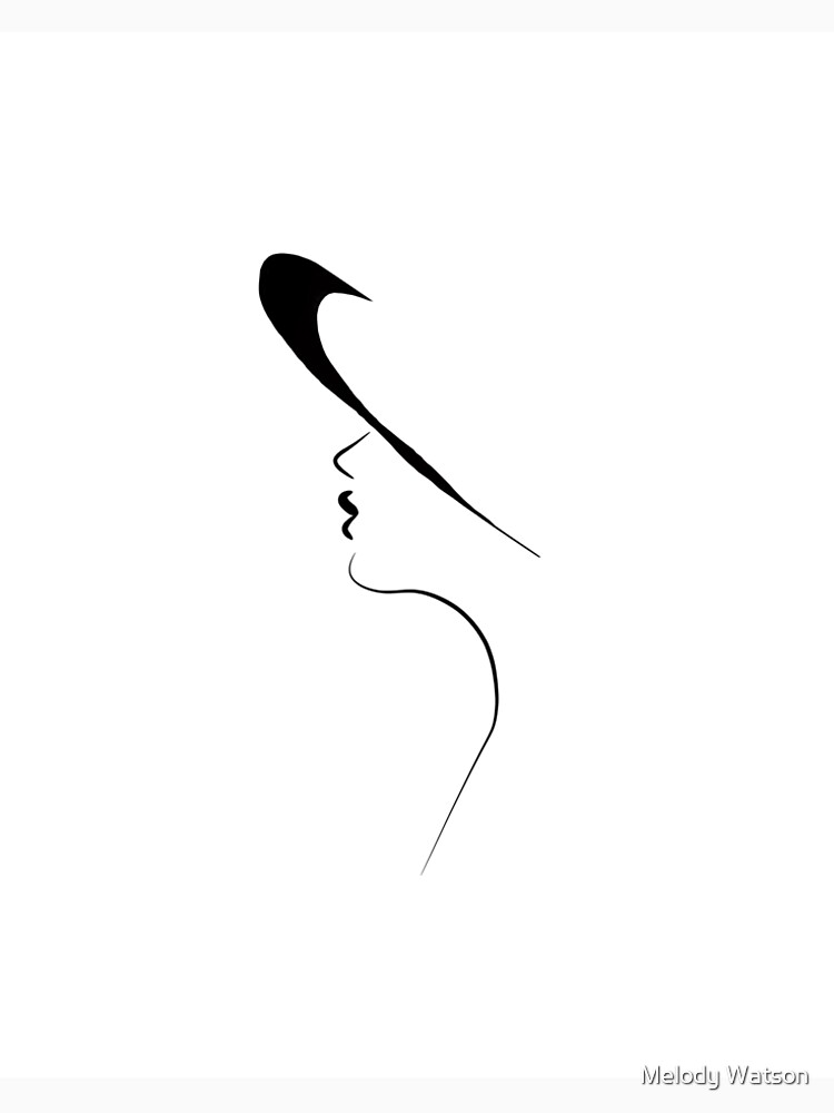 Woman in a Hat - Fashion Line Art Drawing Premium T-Shirt for