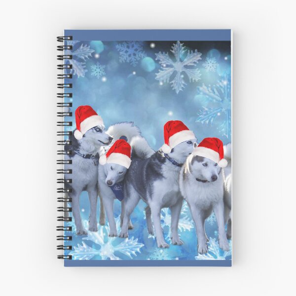 Item preview, Christmas Card Huskies with Red Santa Hats designed and sold by May Finch.