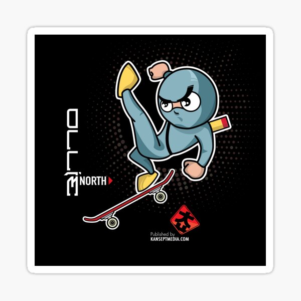 Ninja Skateboarding Ollie North Kick Sticker