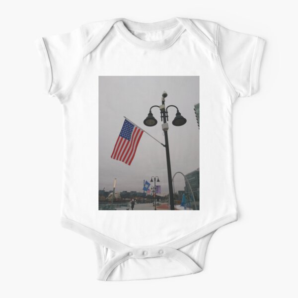 #Flag of the #United #States, #Stamford, #StamfordCity, #winter, #nature, #snow, #frost, #outdoors, #icee #cold, #wood, #season, #bird, #tree, #frozen, #dry, #garden, #grass, #weather, #colorimage Short Sleeve Baby One-Piece