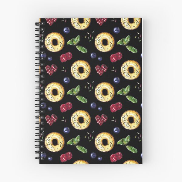 Item preview, Donut with berries on black - hand-painted watercolor designed and sold by VictoriaKi.