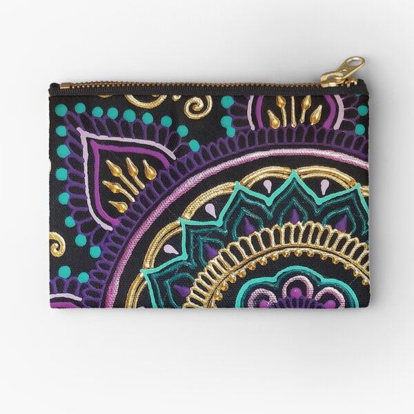 Vivid Purple And Gold Mandala Zipper Pouch