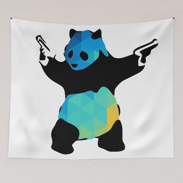Item preview, Bansky Panda Guns Abstract Polygon Multi Color Cubism designed and sold by ericsj11.