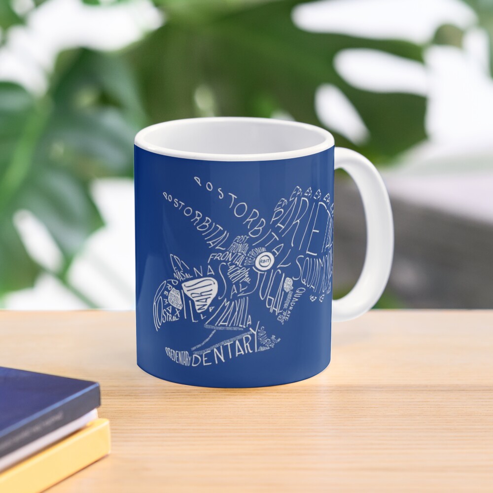 Monocolor Calligram Triceratops Skull Mug
