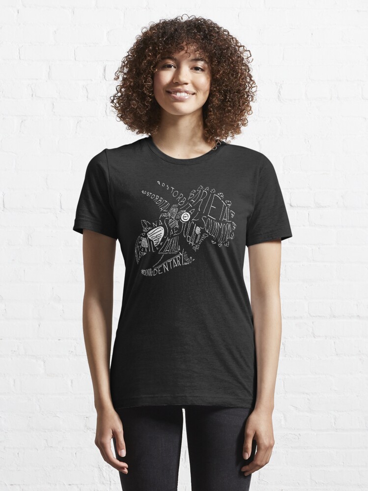 Alternate view of Monocolor Calligram Triceratops Skull Essential T-Shirt