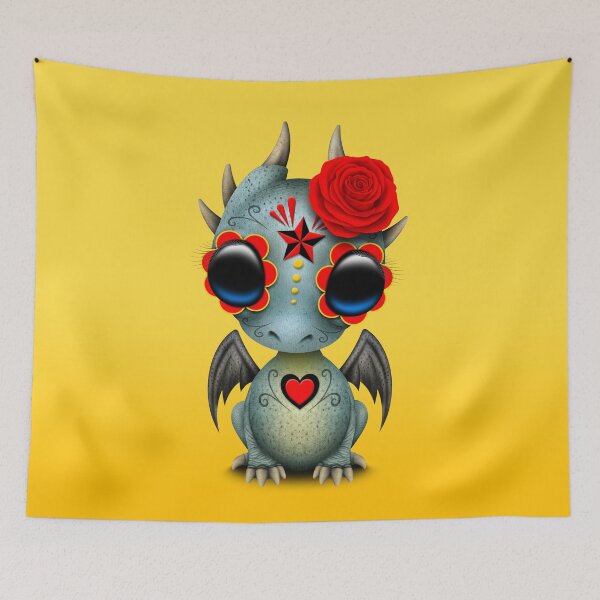 Item preview, Blue Day of the Dead Sugar Skull Baby Dragon designed and sold by JeffBartels.