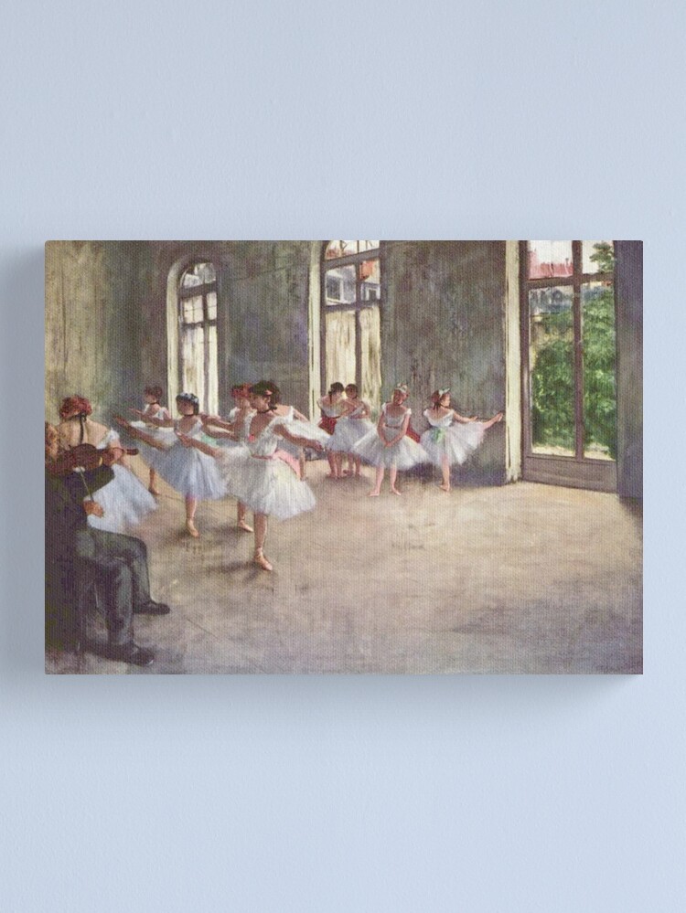 Alternate view of Edgar Degas French Impressionism Oil Painting Ballerinas Rehearsing Dancing Canvas Print