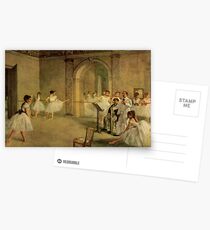 Edgar Degas French Impressionism Oil Painting Ballerinas Rehearsing Dancing at Dance School Postcards