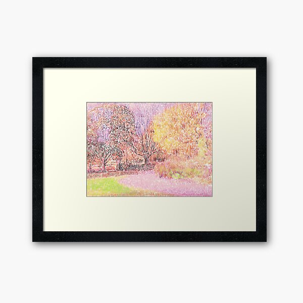 Through the park and to the shops. Framed Art Print