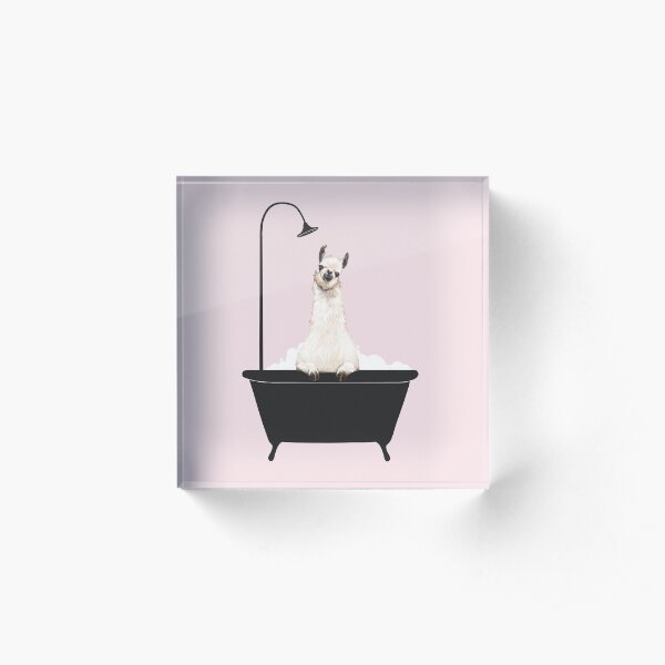 Llama in Bathtub Acrylic Block