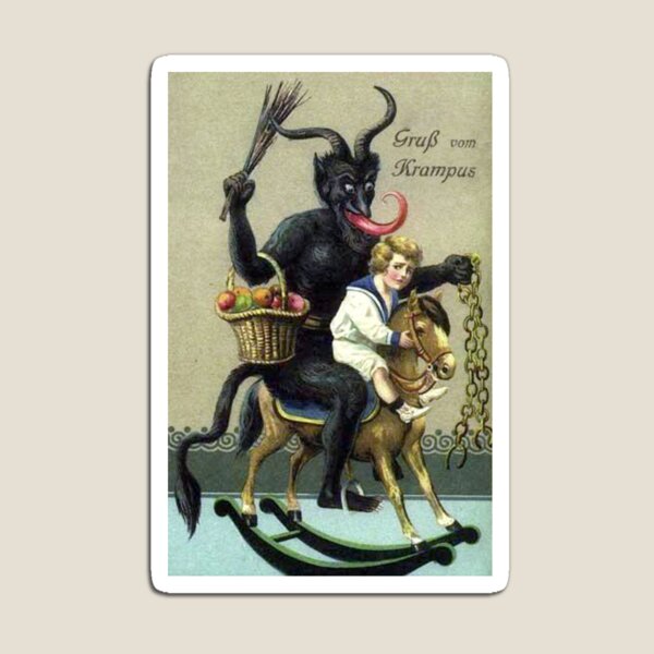 Aperçu de l'œuvre Krampus sur le cheval à bascule Noël de l'ère victorienne créée et vendue par forgottenbeauty.