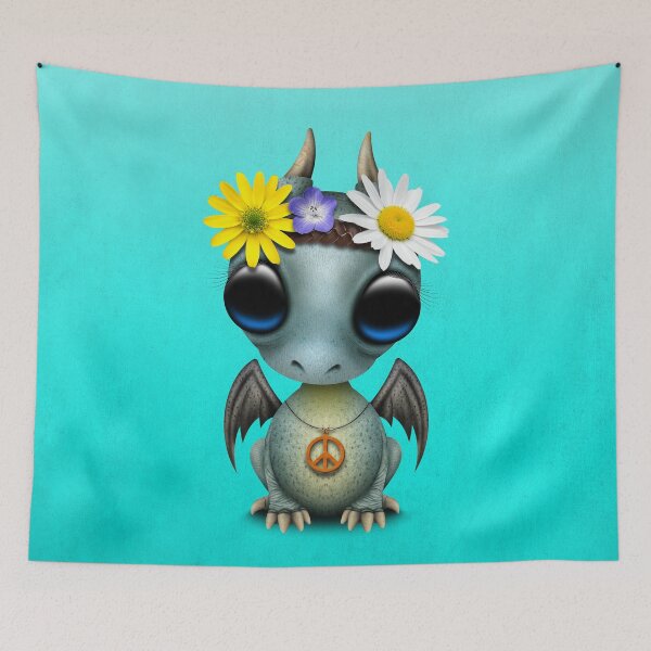 Item preview, Cute Blue Baby Dragon Hippie  designed and sold by JeffBartels.