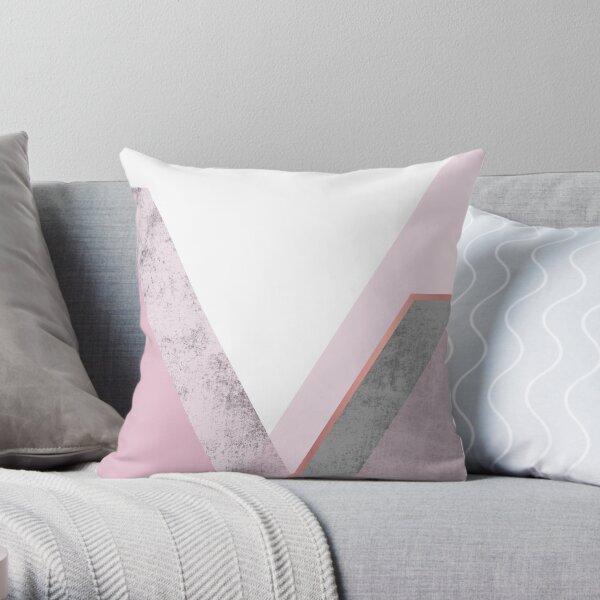 Abstract mountain pink, gray and rose gold line Throw Pillow