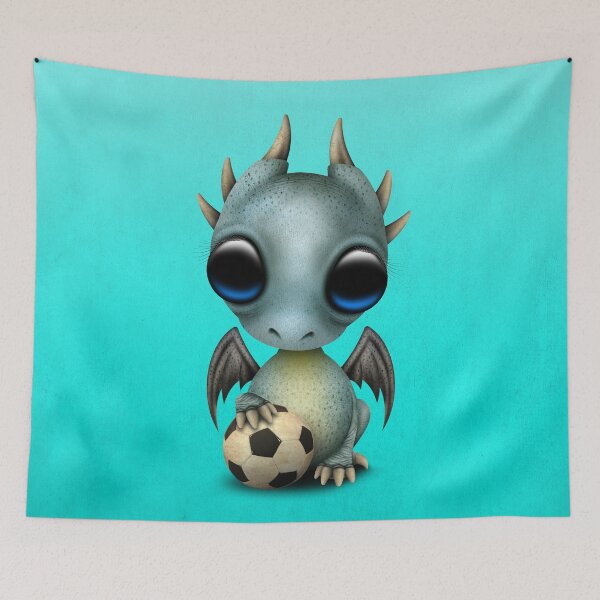 Item preview, Cute Baby Blue Dragon With Football Soccer Ball designed and sold by JeffBartels.