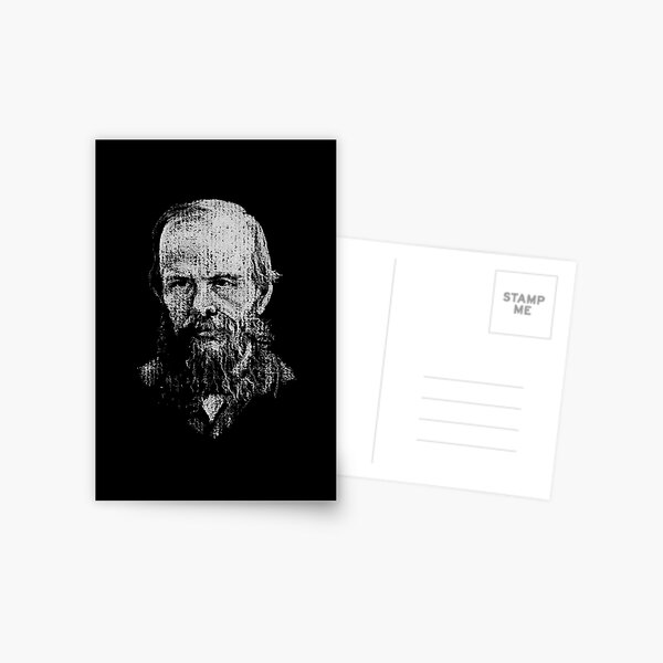 Dostoevsky, Portrait, Black and White Postcard