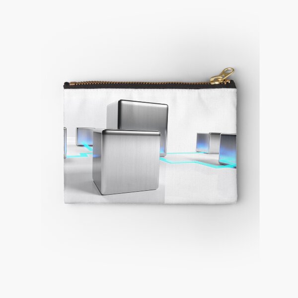 Item preview, Network concept with metallic items connected on white background - 3D rendering illustration designed and sold by carlotoffolo.