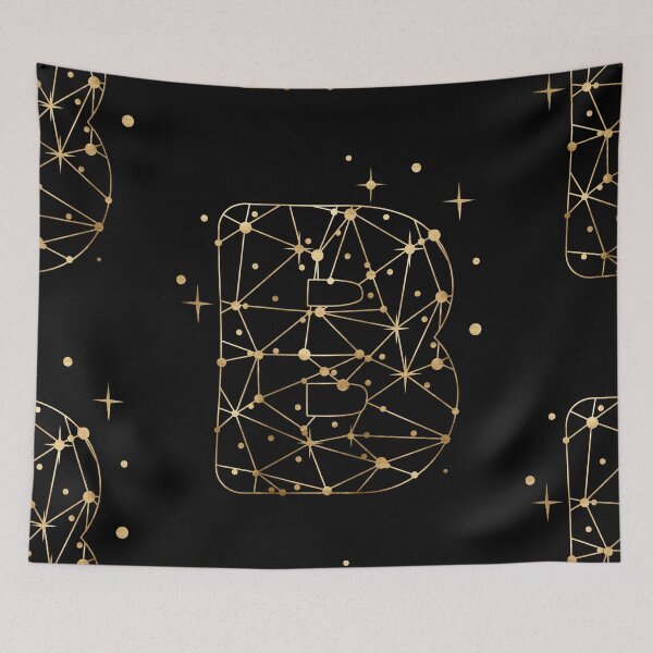 Item preview, Initial Monogram B - Starry Polygonal Gold Pattern designed and sold by © Maya Lavda || wocado.