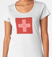 Blushing Swiss Flag Women's Premium T-Shirt