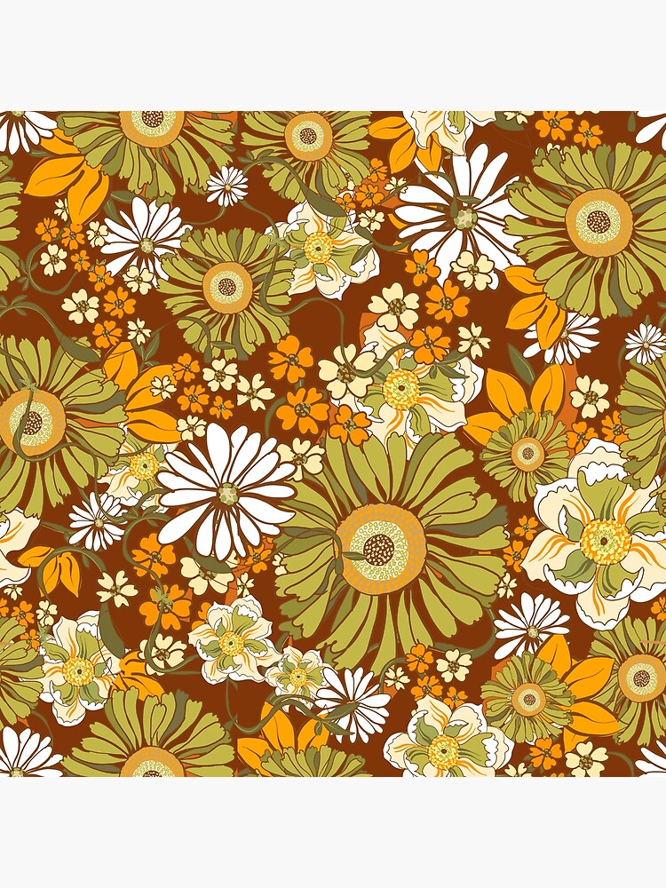 70s Retro Vintage Flower Power pattern boho, orange, brown, Photographic  Print for Sale by chrissyink