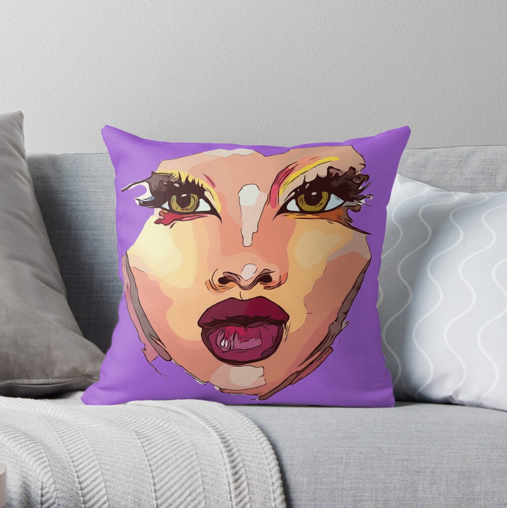 Beauty Queen Face Mask Art Natural Beauty Women Throw Pillow