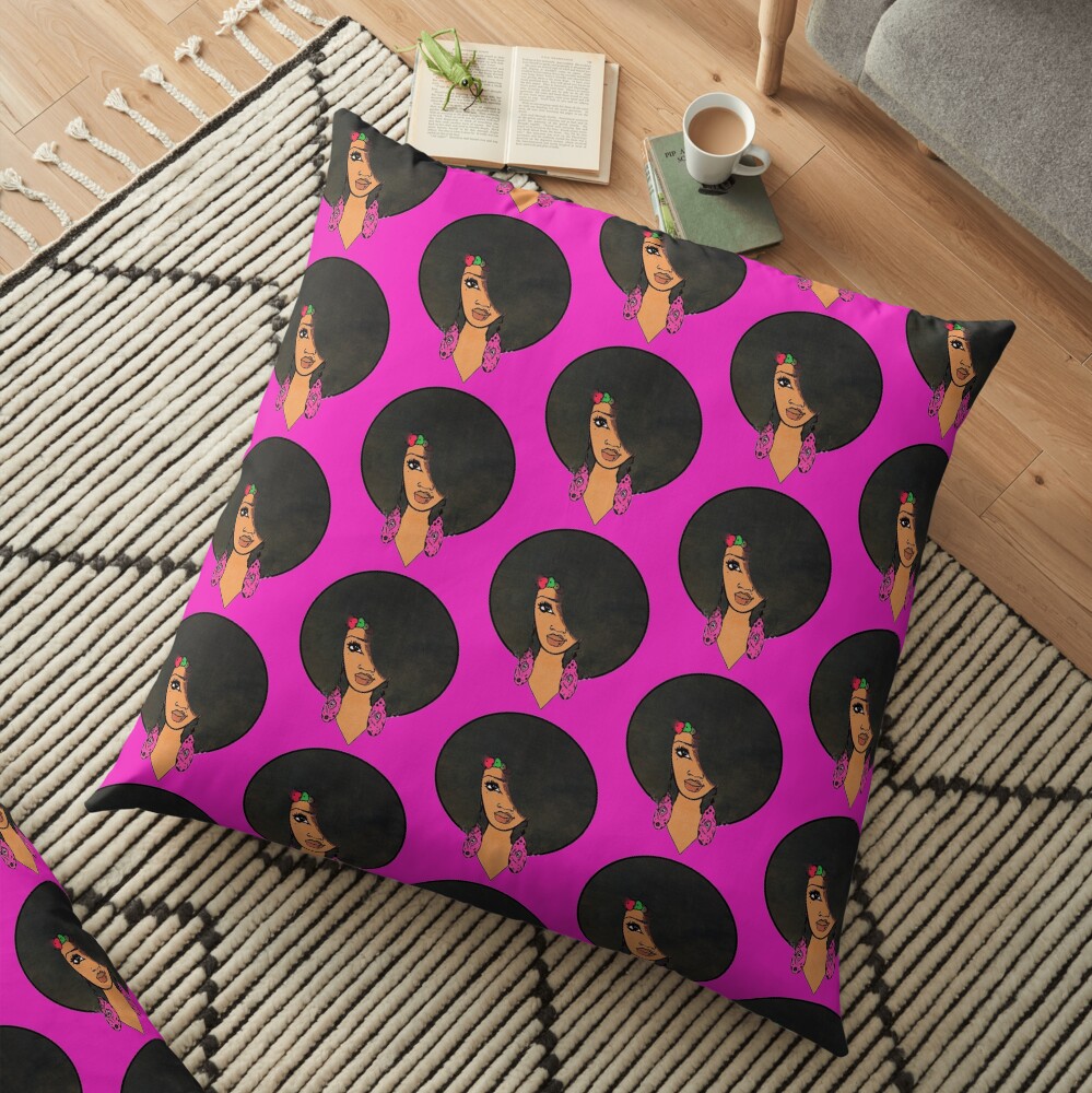 Indian Women Beautiful Afro Sista Floor Pillow
