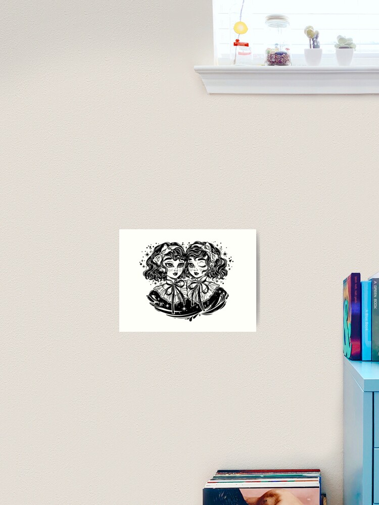 Gothic witch girl head portrait with curly hair and four eyes. Sticker  for Sale by KatjaGerasimova