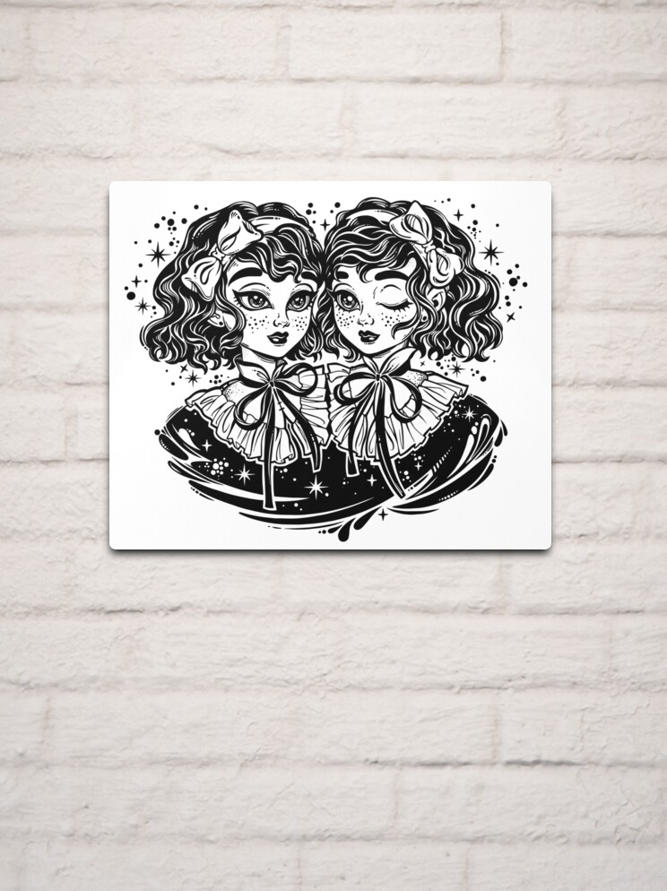 Gothic witch girl head portrait with curly hair and four eyes. Sticker  for Sale by KatjaGerasimova