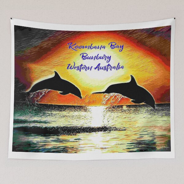 Item preview, Abstract Dolphins, Digital Painting Koombana Bay, Bunbury 1, Western Australia. WallsOfFameAust designed and sold by WallsOfFameAust.
