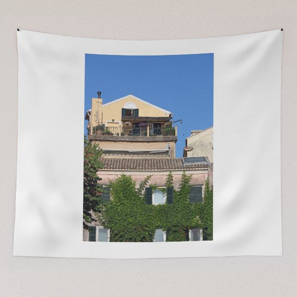 Item preview, wall of an old house covered with foliage of liana Corfu town Greece designed and sold by goceris.