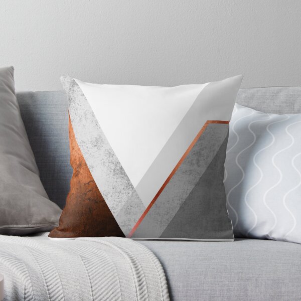 Abstract mountain copper and gray texture Throw Pillow