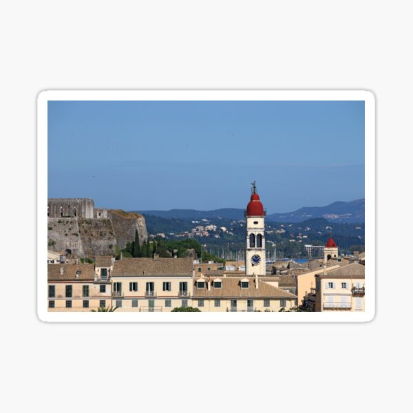 bell tower of Saint Spiridon church Corfu town Greece Sticker