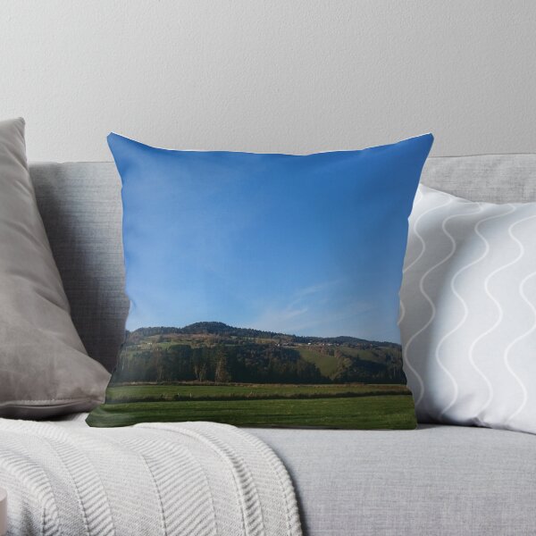 Field and mountain Throw Pillow