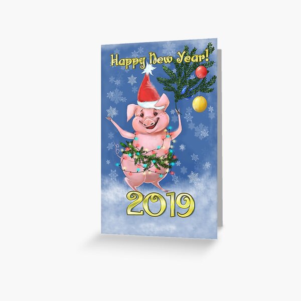 Postcard 2019 The New Year Of The Pig Greeting Card