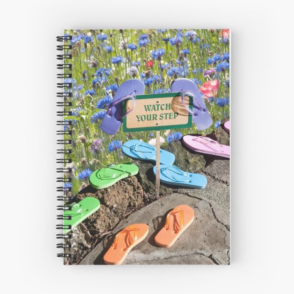 Item preview, "Tread Lightly" - flip flops pause at the flowers designed and sold by ArtThatSmiles.